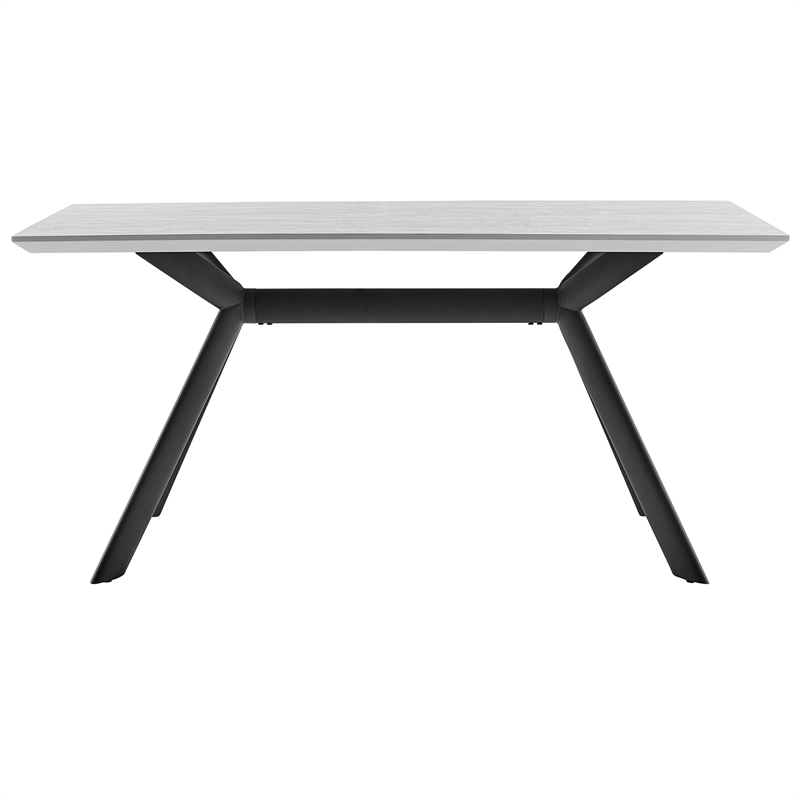 Armen Living Margot Rectangular Modern Metal Dining Table in Gray/Black