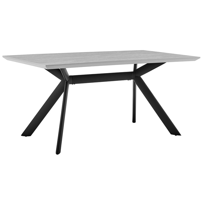 Armen Living Margot Rectangular Modern Metal Dining Table in Gray/Black