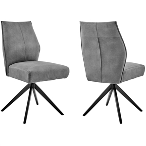 monarch swivel dining chair in charcoal fabric and black finish - set of 2