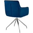 Armen Living Noah Velvet Dining Chair in Blue and Brushed Stainless Steel