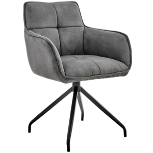 noah dining chair in charcoal fabric and brushed stainless steel finish