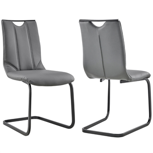 pacific dining chair in grey faux leather and black finish - set of 2