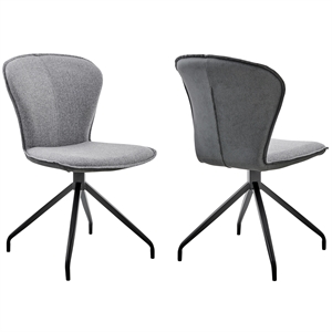 petrie dining chair in grey fabric and black finish - set of 2