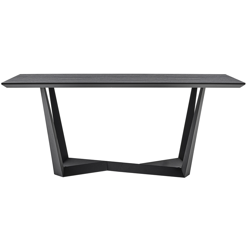 Armen Living Radford Modern Metal & Wood Dining Table in Charcoal/Black