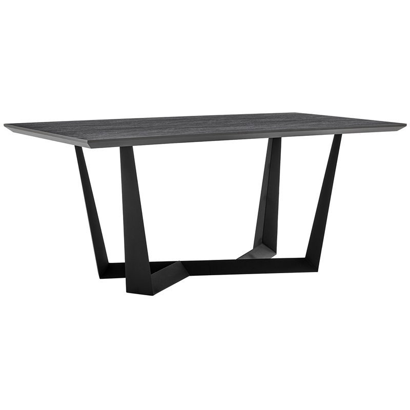 Armen Living Radford Modern Metal & Wood Dining Table in Charcoal/Black