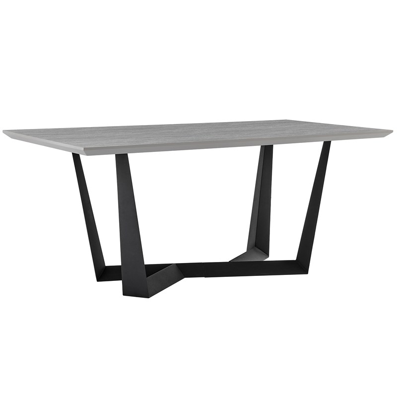 Armen Living Radford Rectangular Modern Metal Dining Table in Gray/Black