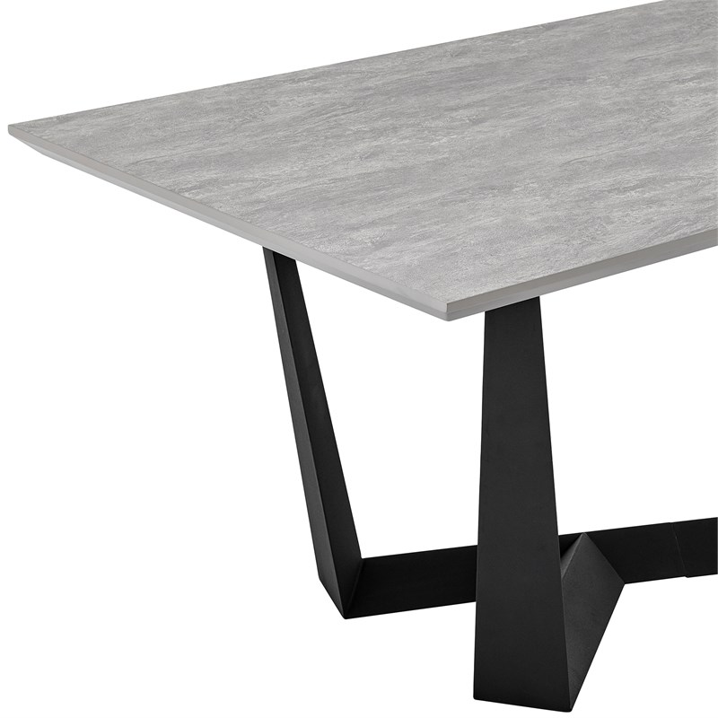 Armen Living Radford Rectangular Modern Metal Dining Table in Gray/Black