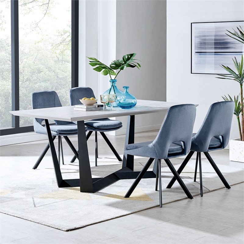 Armen Living Radford Rectangular Modern Metal Dining Table in Gray/Black