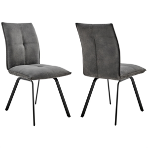 Armen Living Rylee 19&quot Modern Fabric Dining Chair in Charcoal/Black (Set of 2)