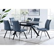Armen Living Margot and Rylee 7-Piece Fabric & Metal Dining Set in Blue/Black