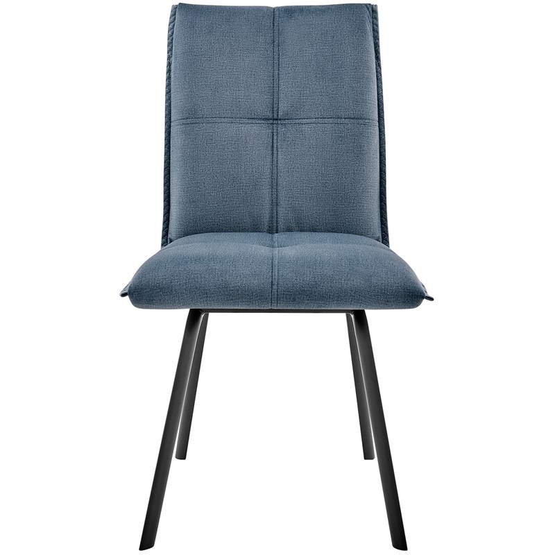 Armen Living Margot and Rylee 7-Piece Fabric & Metal Dining Set in Blue/Black