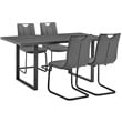 Armen Living Fenton 5-Piece Faux Leather & Metal Dining Set in Gray