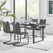 Armen Living Fenton 5-Piece Faux Leather & Metal Dining Set in Gray