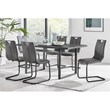 Armen Living Fenton 7-Piece Faux Leather & Metal Dining Set in Gray