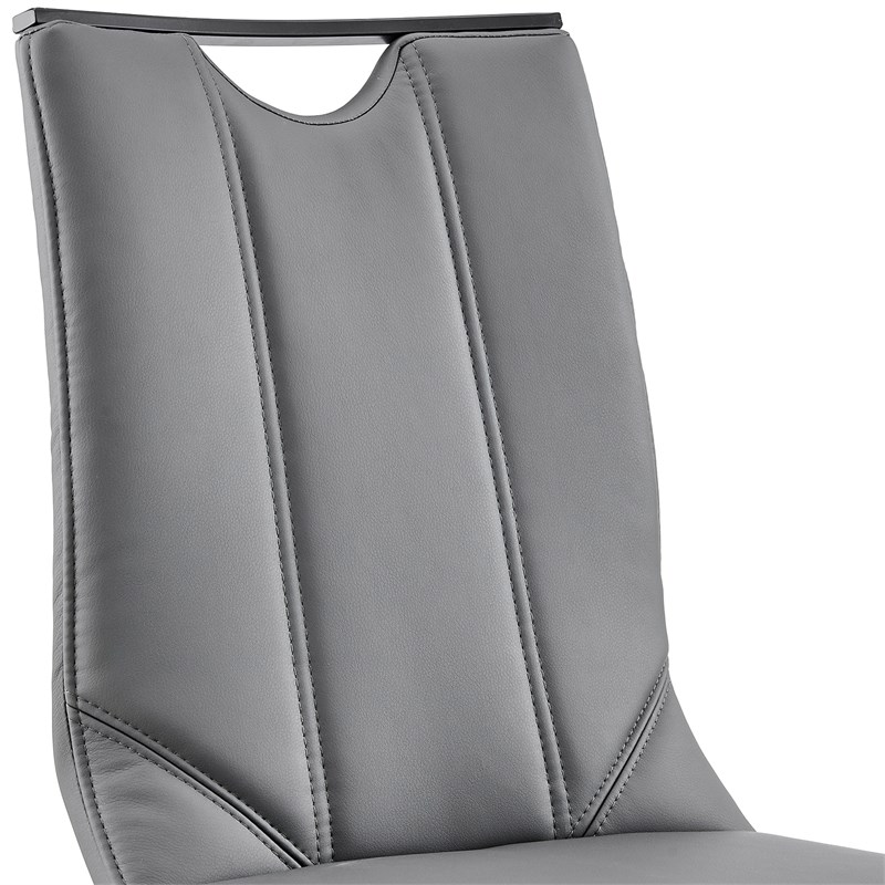 Armen Living Fenton 7-Piece Faux Leather & Metal Dining Set in Gray