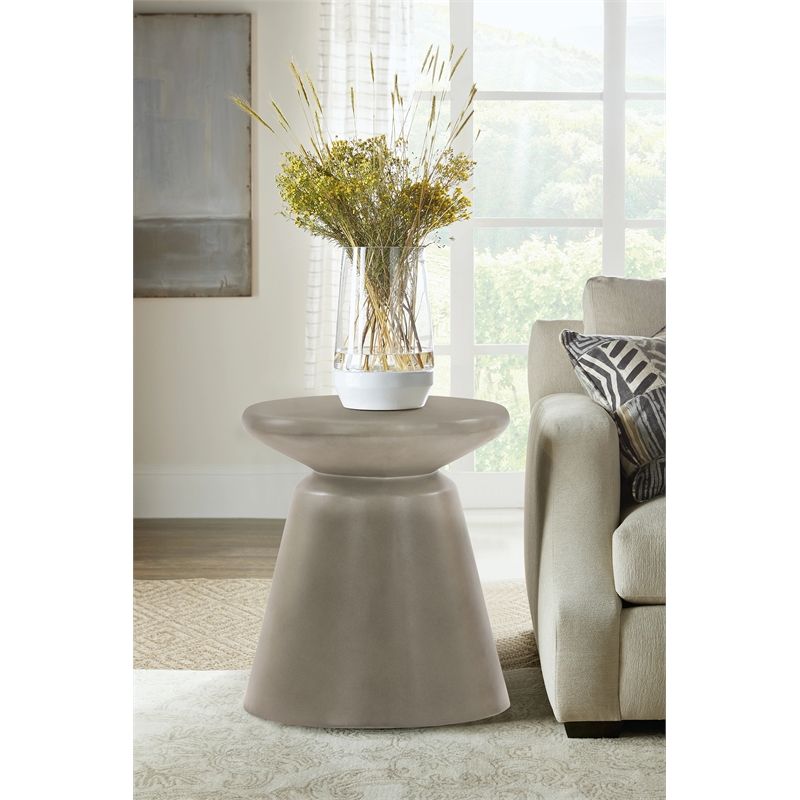 Armen Living Umbre Modern Stone Indoor Outdoor Accent Stool End Table in Gray