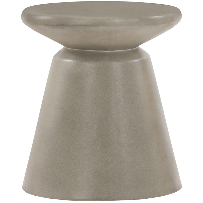 Armen Living Umbre Modern Stone Indoor Outdoor Accent Stool End Table in Gray