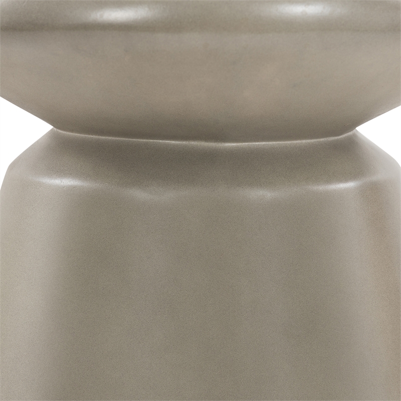Armen Living Umbre Modern Stone Indoor Outdoor Accent Stool End Table in Gray