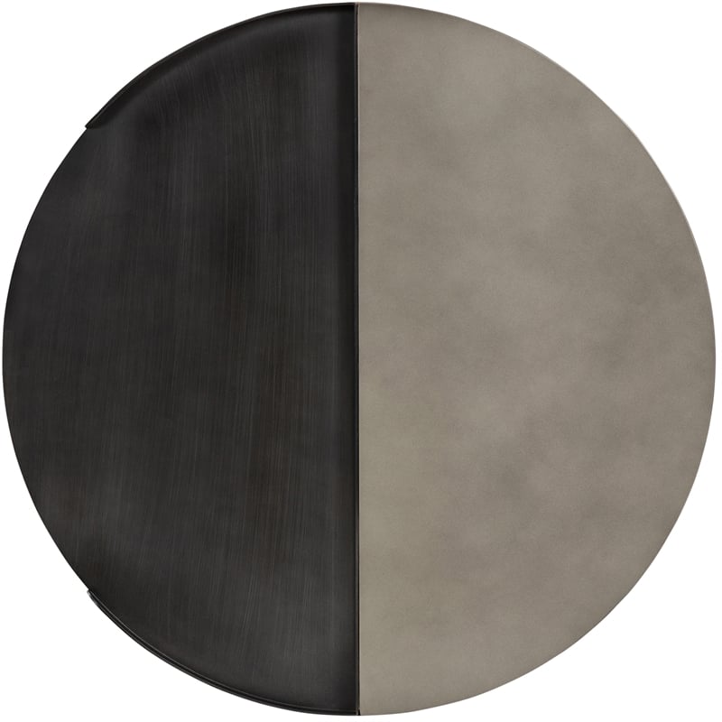 armen living dua round modern metal coffee table in espresso/black