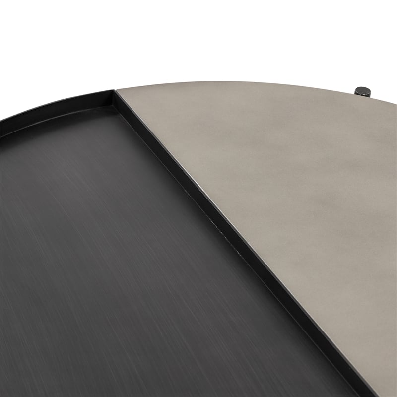 armen living dua round modern metal coffee table in espresso/black