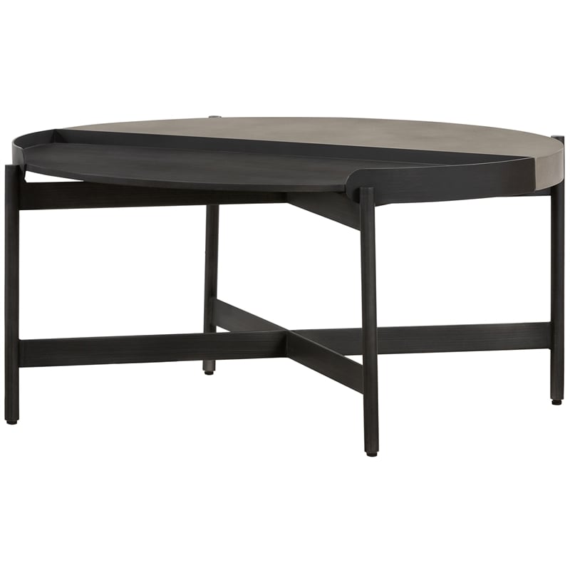 Armen Living Dua Round Modern Metal Coffee Table in Espresso/Black