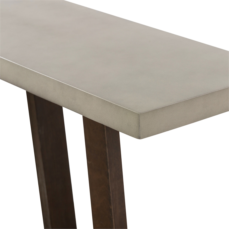 Armen Living Elodie Rectangle Modern Stone Console Table in Gray/Oak