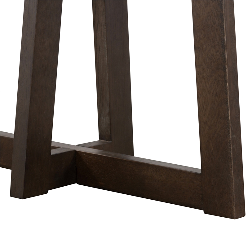 Armen Living Elodie Rectangle Modern Stone Console Table in Gray/Oak