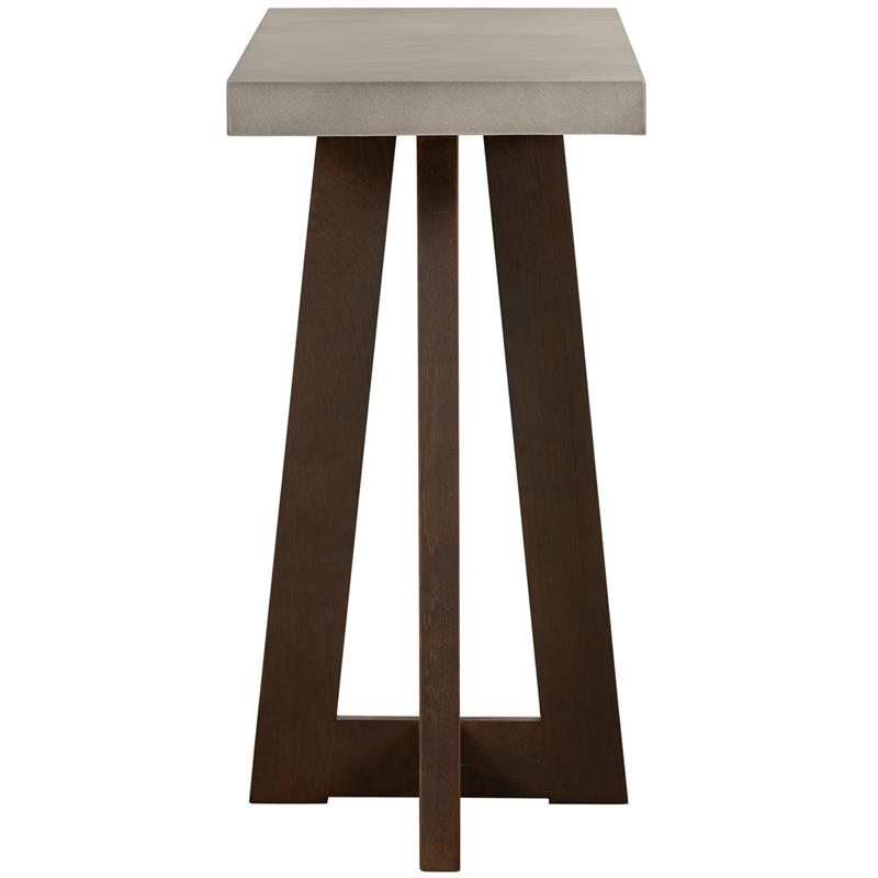 Armen Living Elodie Rectangle Modern Stone Console Table in Gray/Oak