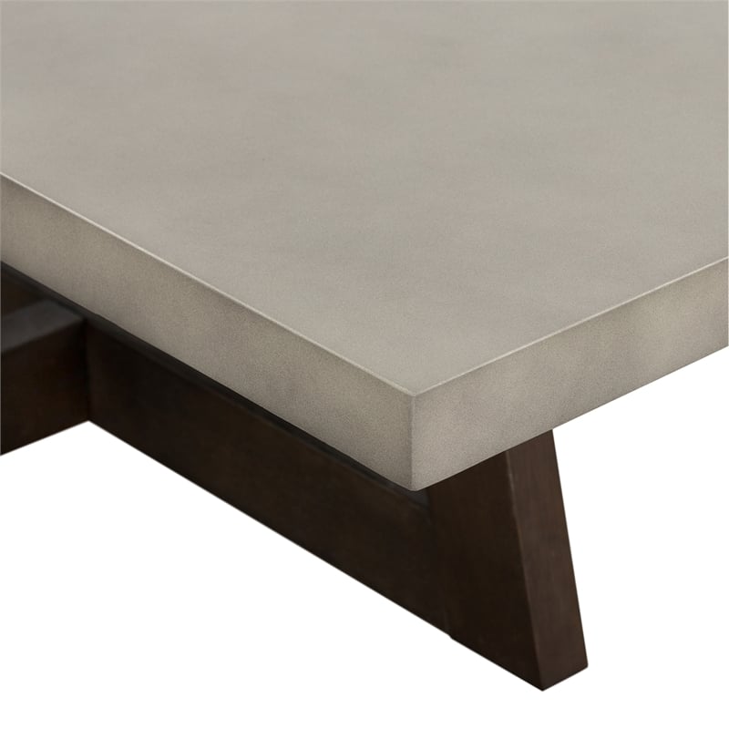 Armen Living Elodie Rectangle Modern Wood/Concrete Coffee Table in Gray/Espresso