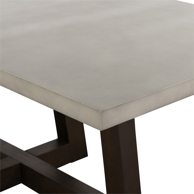 Armen Living Elodie Rectangular Contemporary Stone Dining Table in Gray/Oak