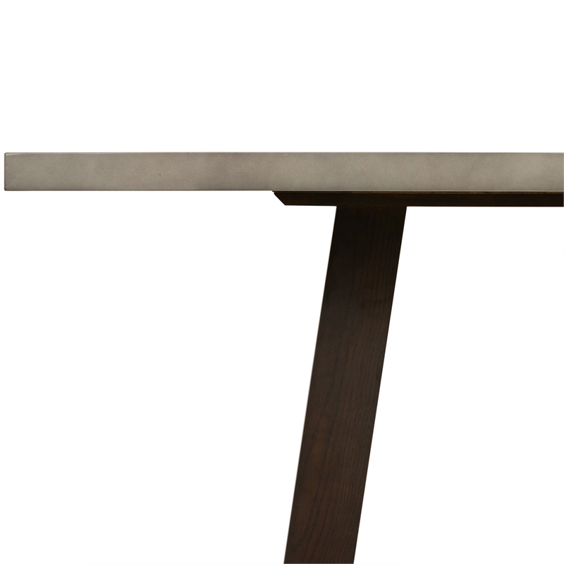 Armen Living Elodie Rectangular Contemporary Stone Dining Table in Gray/Oak