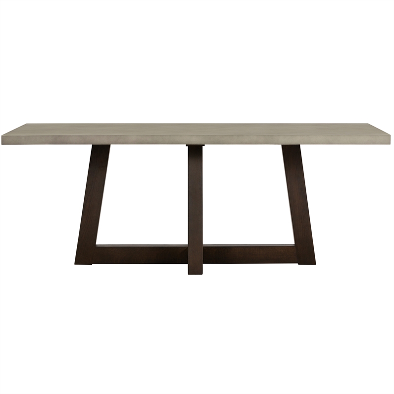 Armen Living Elodie Rectangular Contemporary Stone Dining Table in Gray/Oak