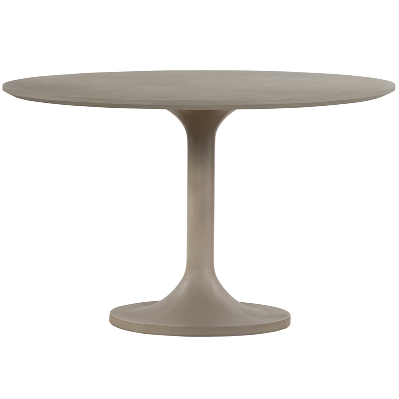 Armen Living Pippa Tulip Style Stone & Metal Dining Table in Gray