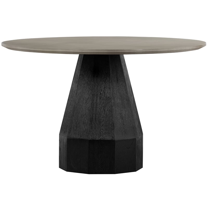 Armen Living Revival Round Contemporary Wood Dining Table in Black/Gray
