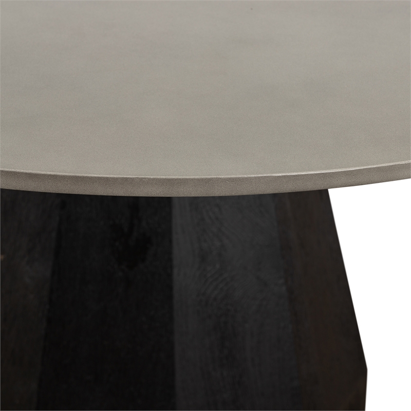 Armen Living Revival Round Contemporary Wood Dining Table in Black/Gray