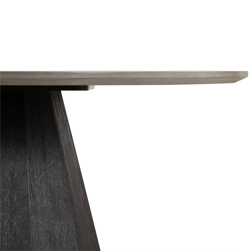 Armen Living Revival Round Contemporary Wood Dining Table in Black/Gray