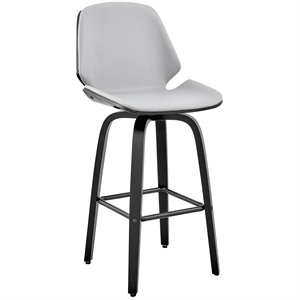 Armen Living Arabela 26&quot Faux Leather/Wood Swivel Counter Stool in Gray/Black