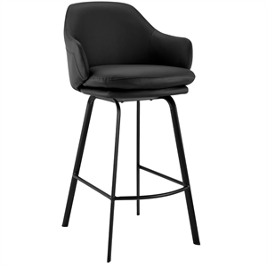 Armen Living Brigden 26&quot Faux Leather/Metal Swivel Counter Stool in Black