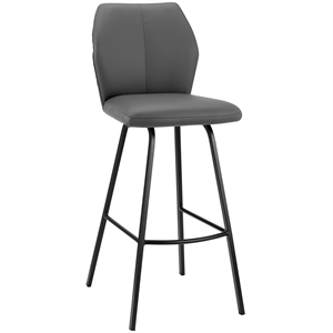 Armen Living Tandy 26&quot Faux Leather/Metal Counter Stool in Gray/Black