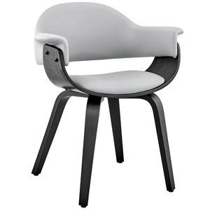 Armen Living Adalyn 18&quot Faux Leather & Wood Dining Accent Chair in Gray/Black