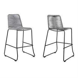 armen living shasta stackable patio rope bar stool in gray (set of 2)