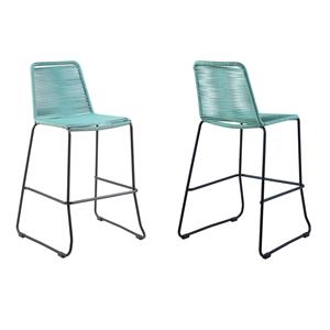 armen living shasta stackable patio rope bar stool in wasabi (set of 2)
