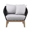 Armen Living Athos Outdoor Modern Wood & Fabric Club Chair in Black/Gray