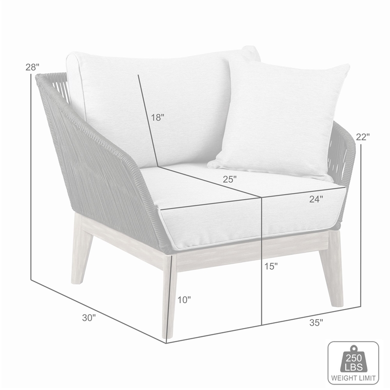 Armen Living Athos Outdoor Modern Wood & Fabric Club Chair in Black/Gray