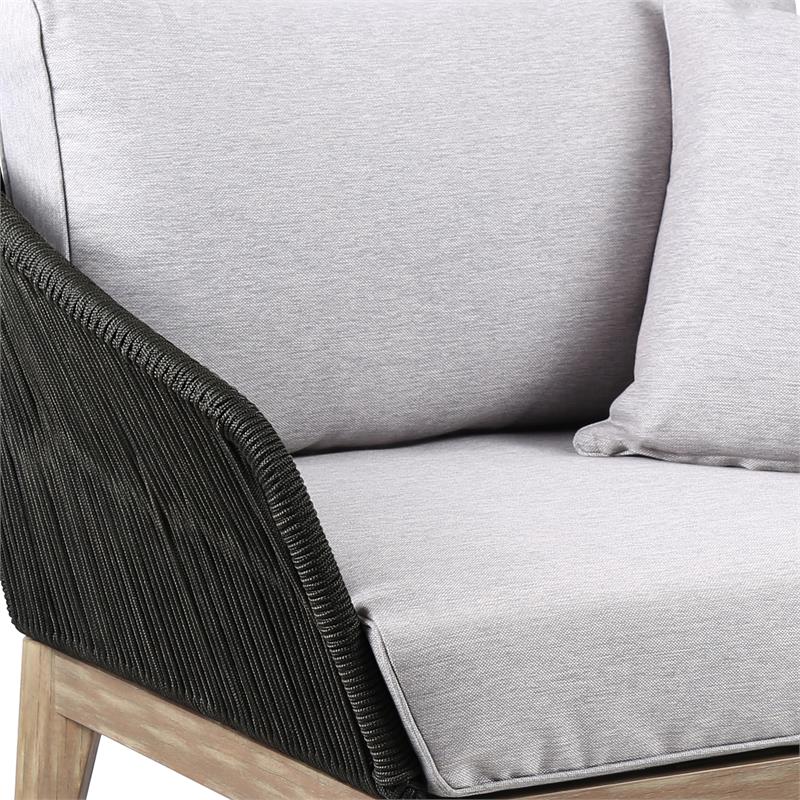 Armen Living Athos Outdoor Modern Wood & Fabric Club Chair in Black/Gray