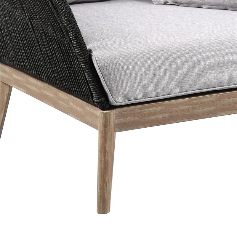 Armen Living Athos Outdoor Modern Wood & Fabric Club Chair in Black/Gray