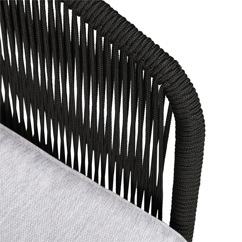 Armen Living Athos Outdoor Modern Wood & Fabric Club Chair in Black/Gray