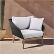 Armen Living Athos Outdoor Modern Wood & Fabric Club Chair in Black/Gray