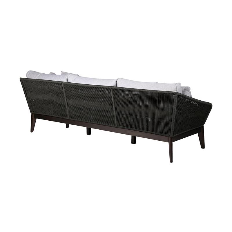 Armen Living Athos Outdoor Modern Fabric 3 Seater Sofa in Dark Brown/Gray