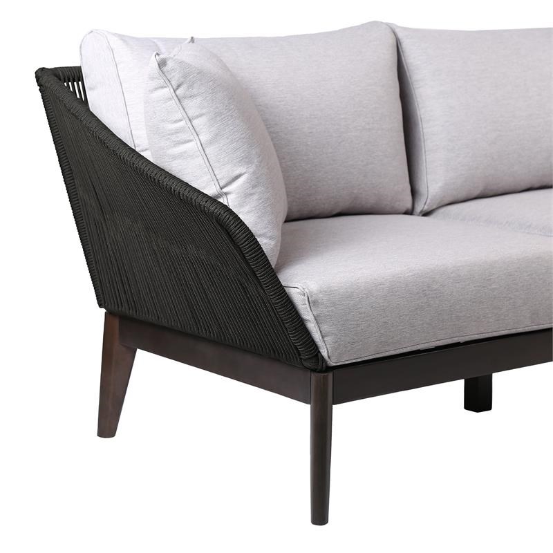 Armen Living Athos Outdoor Modern Fabric 3 Seater Sofa in Dark Brown/Gray